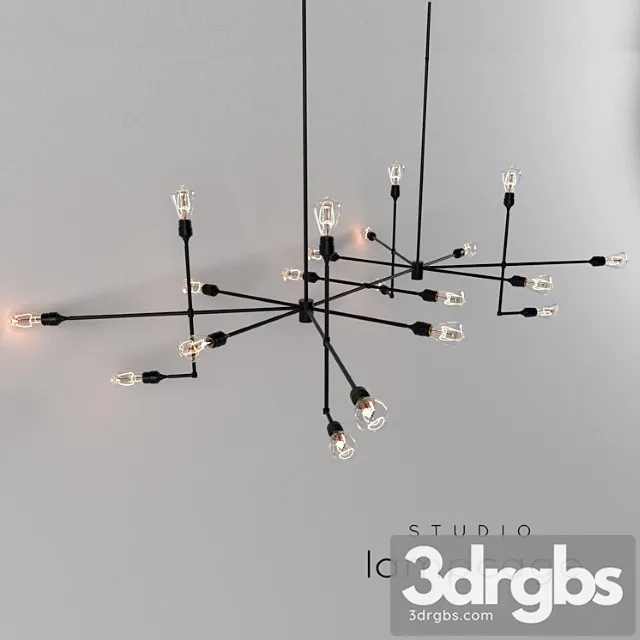 Industrial Bar By Lamp Cage Chandelier Black V2 1 3D Model Free