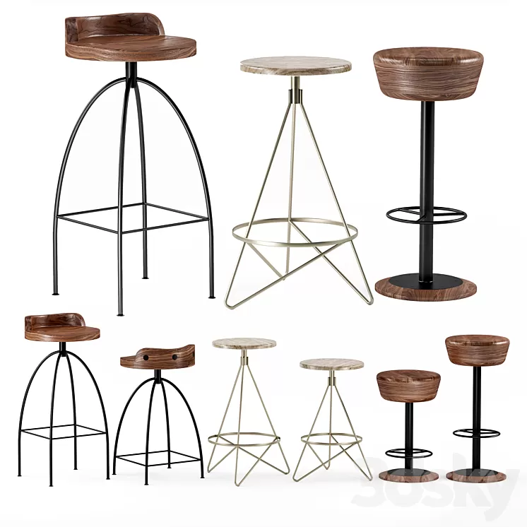Industrial Bar Stool by Arteriors 3D Model