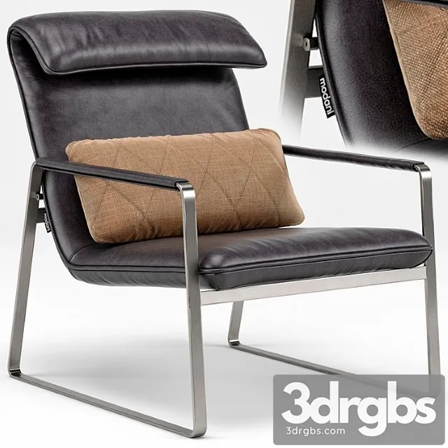 Industrial chic emilio brown leather lounge chair 3D Model Free