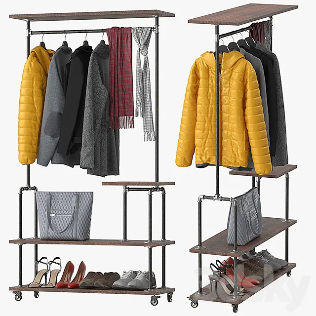 Industrial Clothing Rack 3DModel