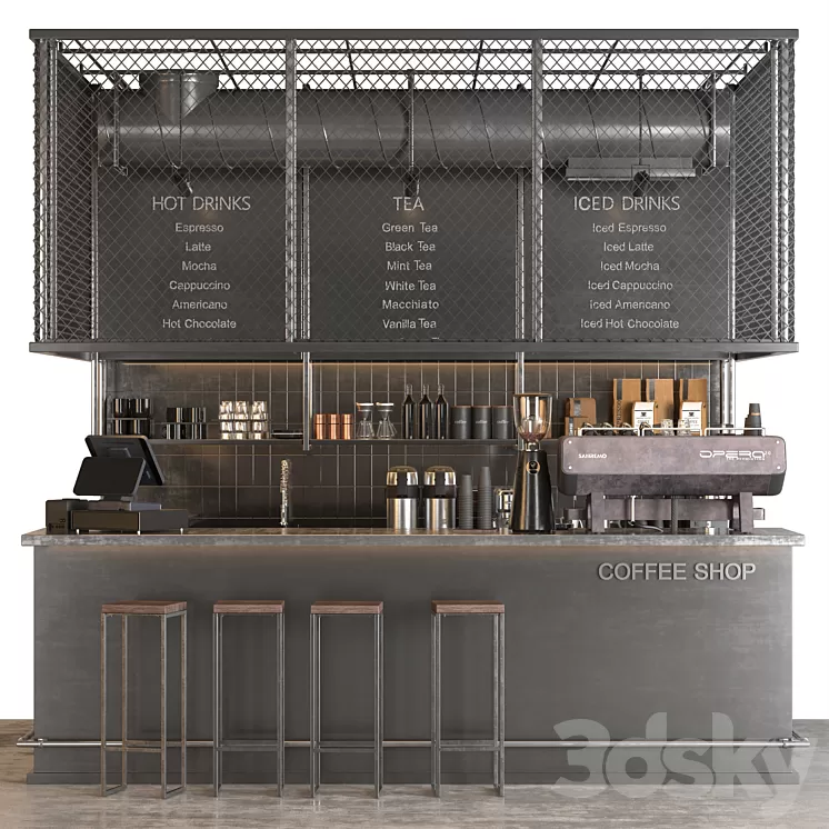 industrial coffee shop 2 3D Model Free