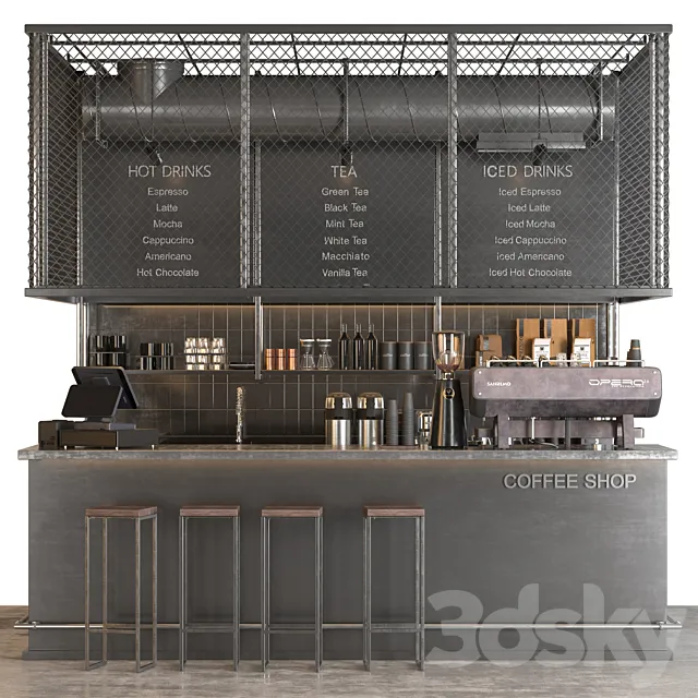 industrial coffee shop 2 3DModel