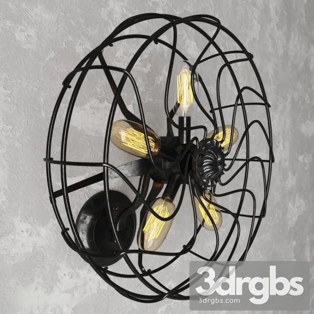 Industrial Fan Wall Lighting Fixture 3D Model Free
