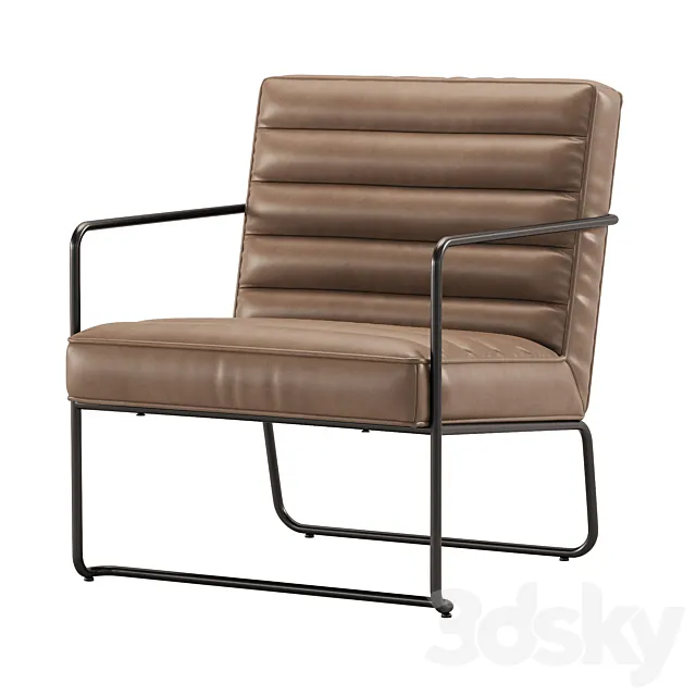 Industrial Metal Accent Chair with Horizontal Channeling 3D Model