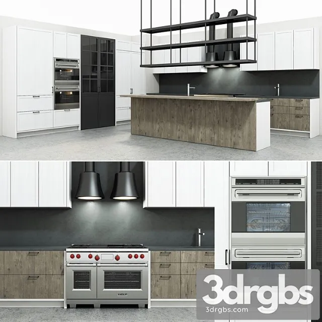 Industrial style kitchen 3D Model Free