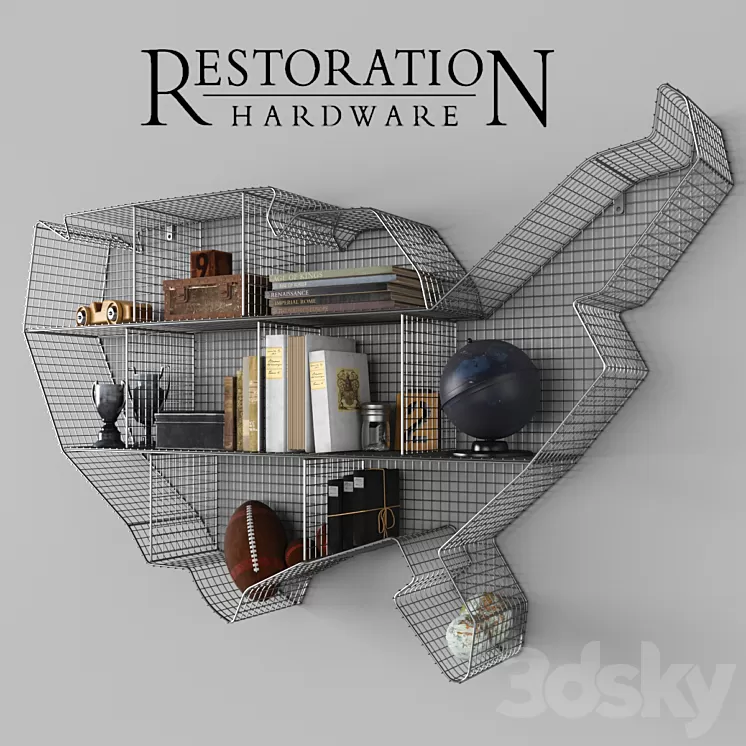 Industrial wire cubby usa map shelf 3D Model