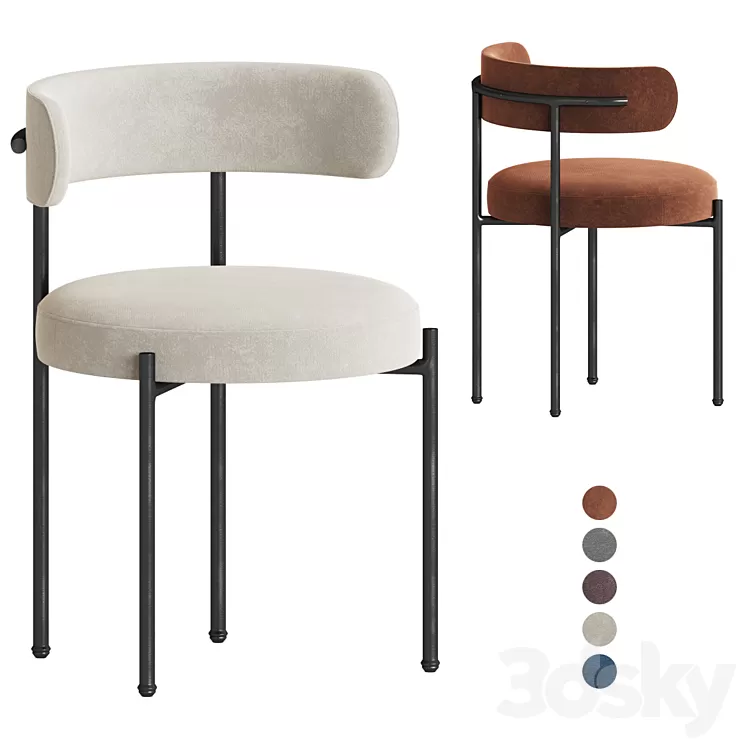Inesse Boucle Ivory Dining Chair 3D Model Free