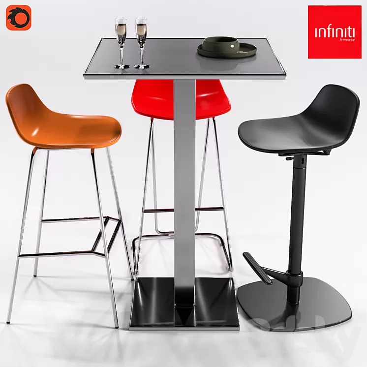 Infiniti Plano + 3 Stools Pure Loop Series 3D Model