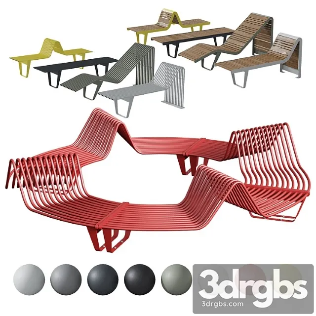 Infinity benches and sun loungers from punto group 3D Model Free