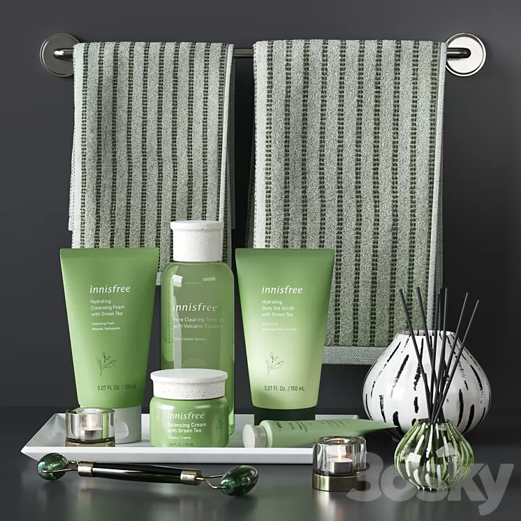 Innisfree Green Tea Cosmetics Decor Set 3D Model Free