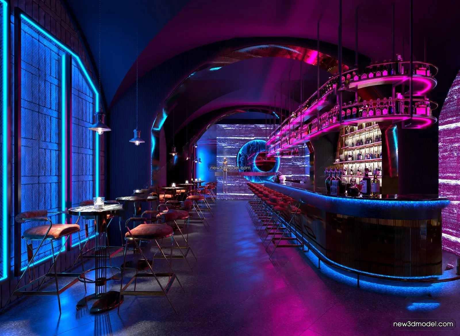 Interior 3D Model of Bar - 3D Blocks - 004