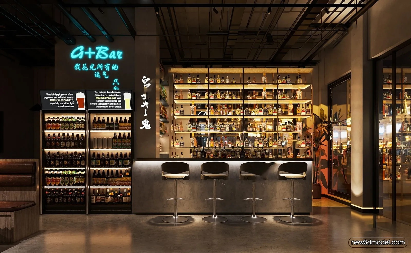 Interior 3D Model of Bar - 3D Blocks - 007