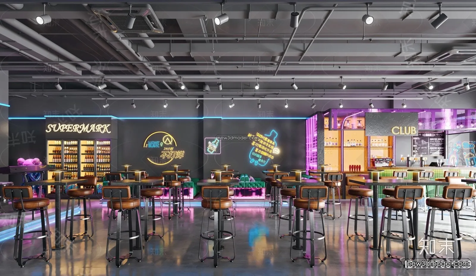 Interior 3D Model of Bar - 3D Blocks - 010