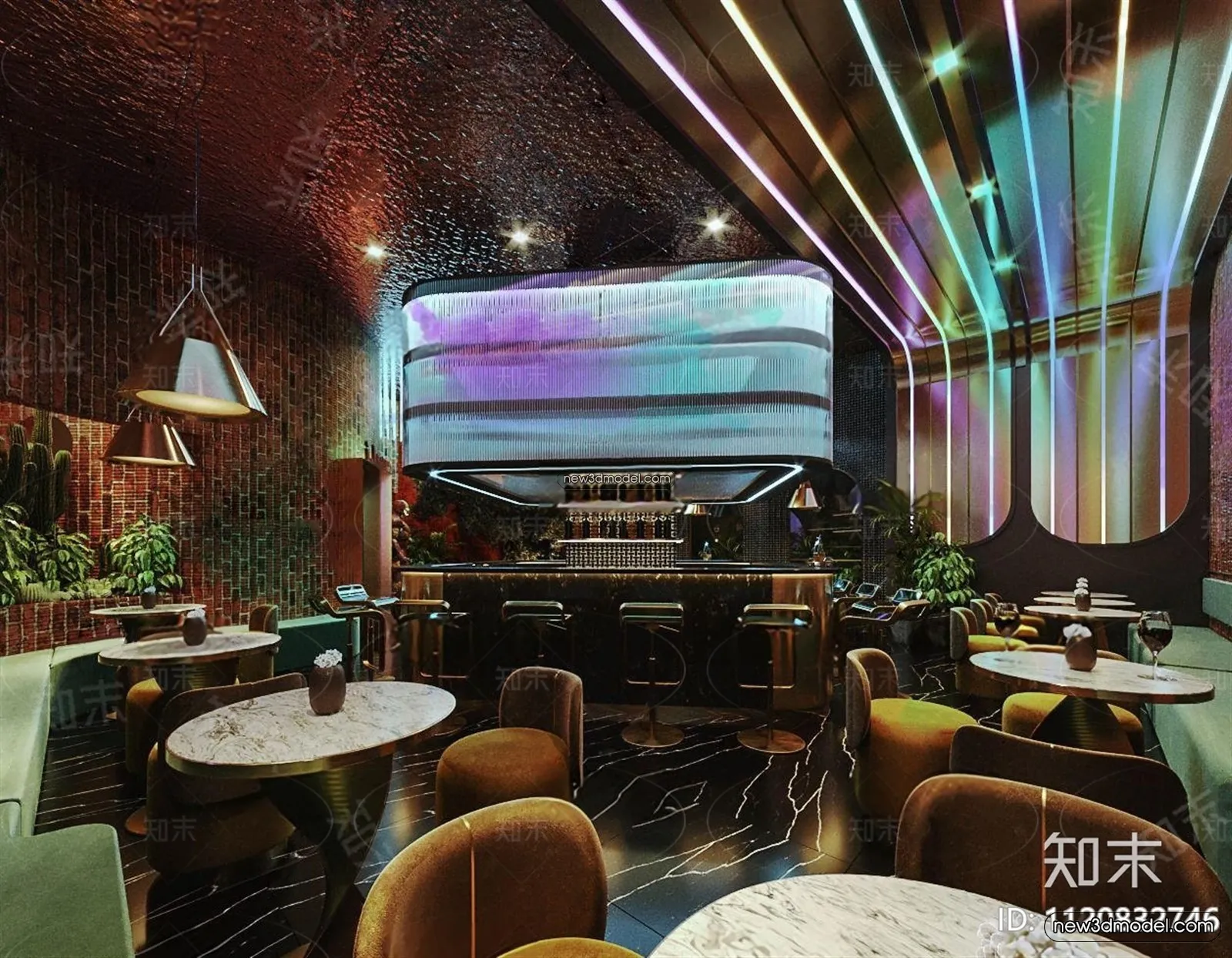 Interior 3D Model of Bar - 3D Blocks - 012