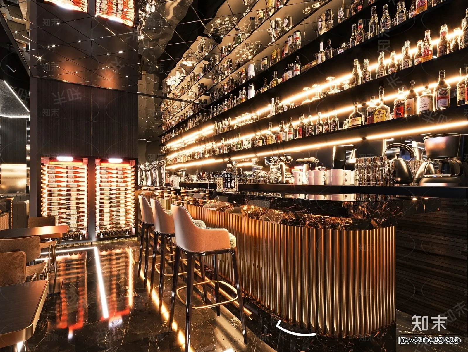 Interior 3D Model of Bar - 3D Blocks - 015