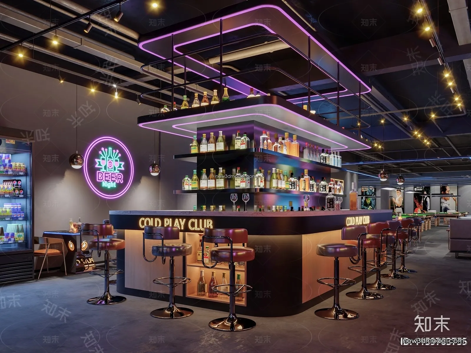 Interior 3D Model of Bar - 3D Blocks - 026