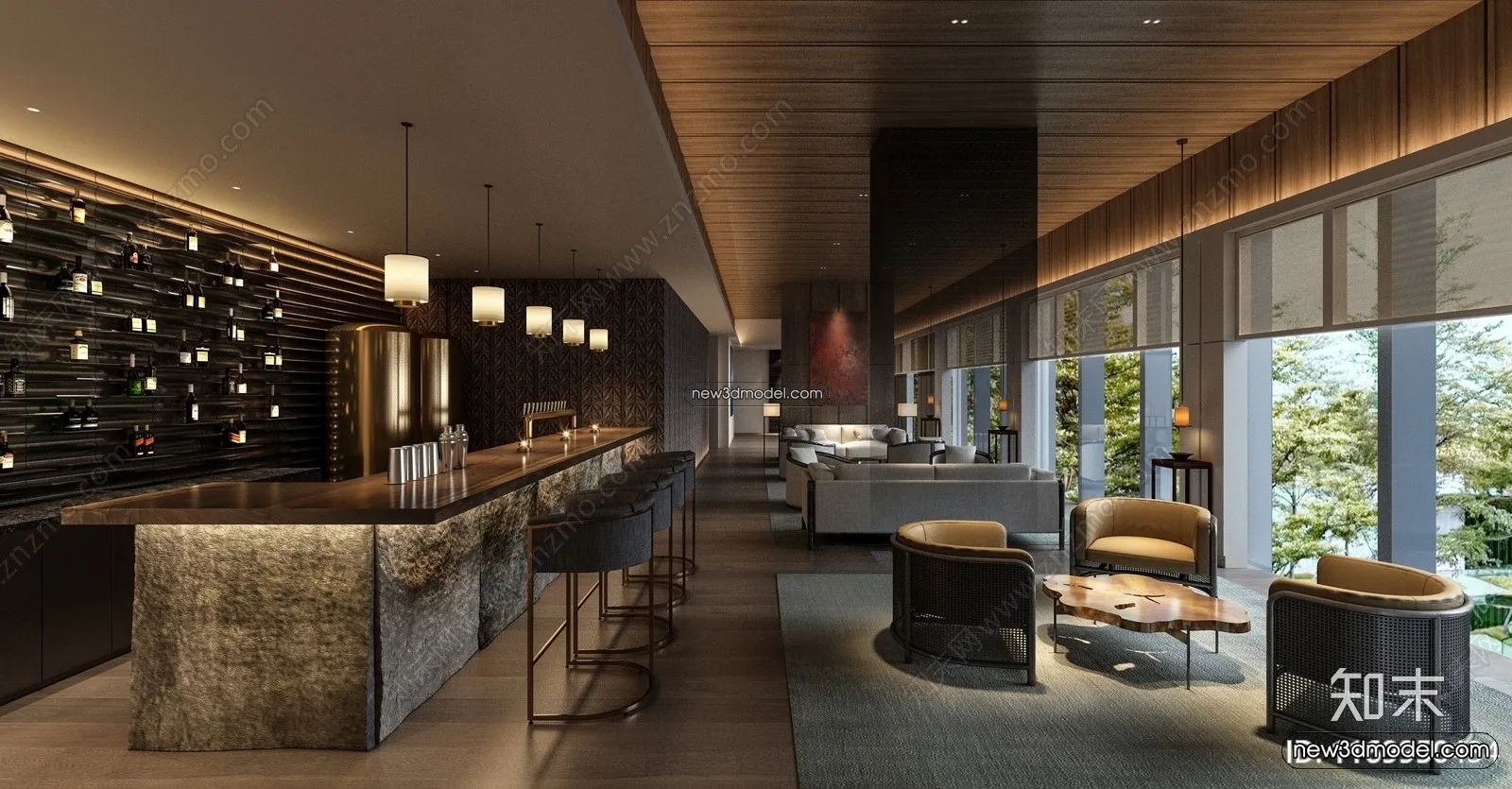 Interior 3D Model of Bar - 3D Blocks - 030