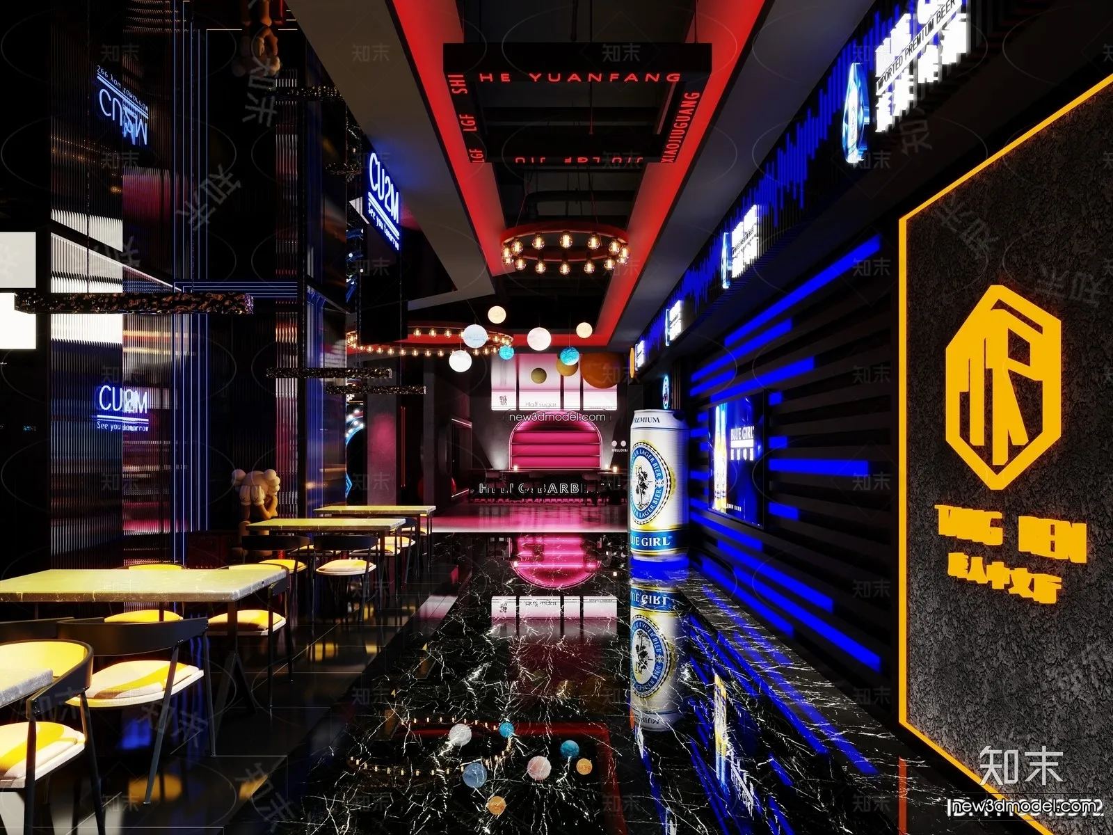 Interior 3D Model of Bar - 3D Blocks - 040