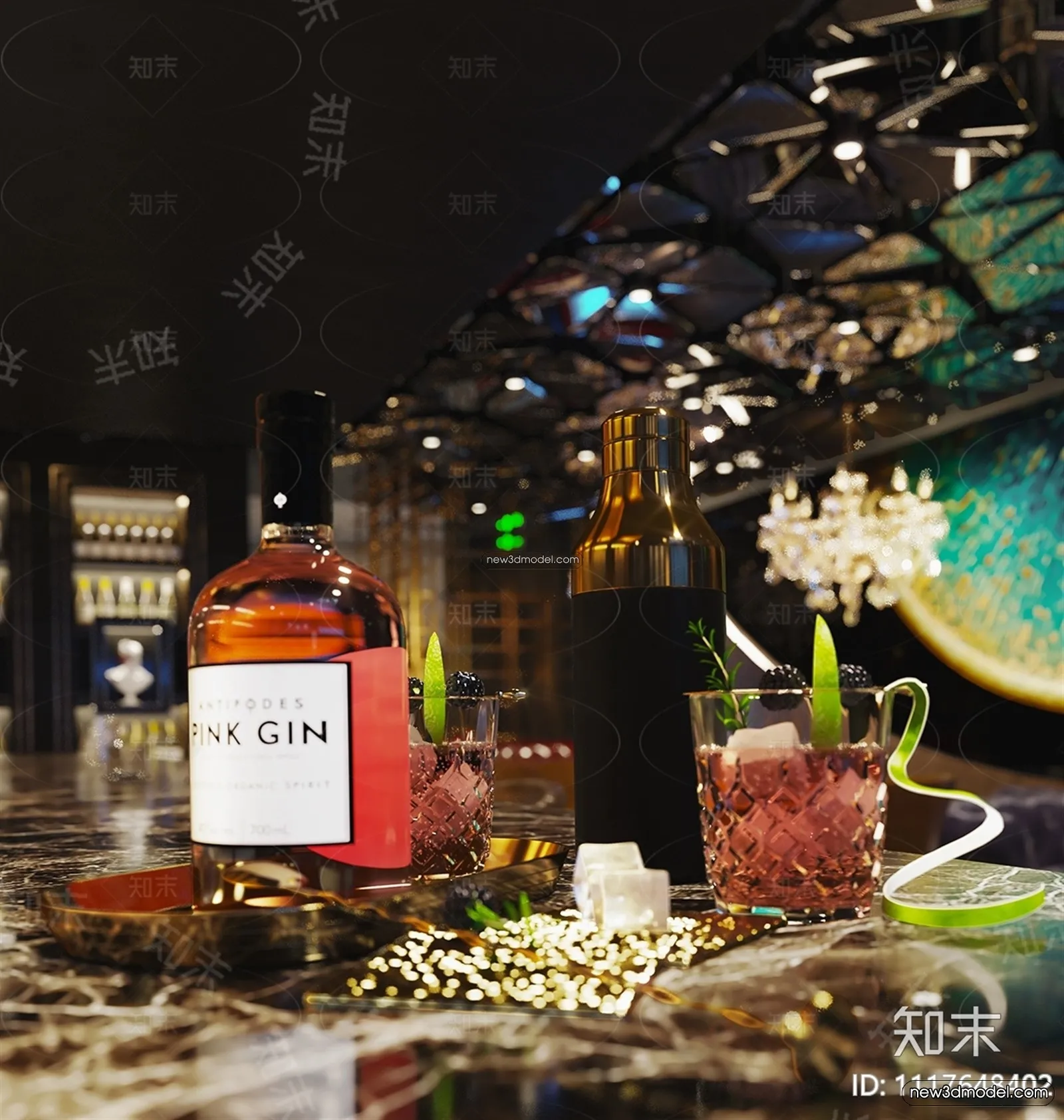 Interior 3D Model of Bar - 3D Blocks - 042