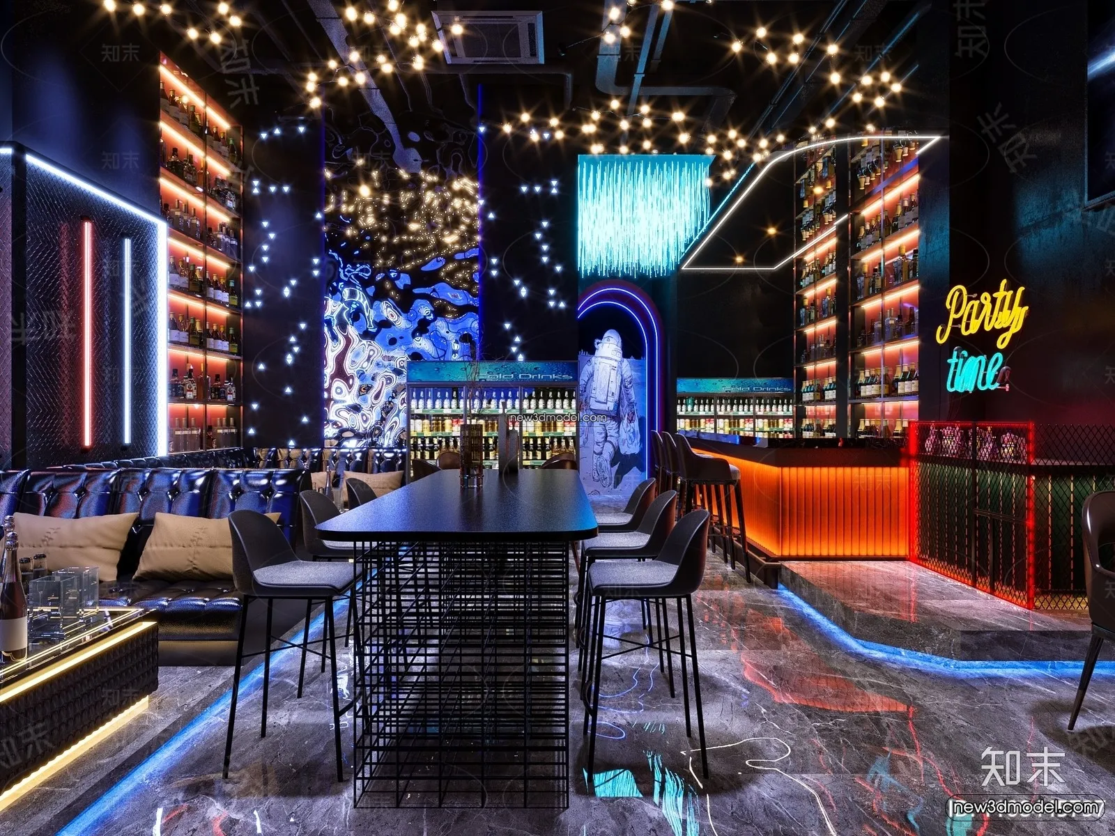 Interior 3D Model of Bar - 3D Blocks - 044