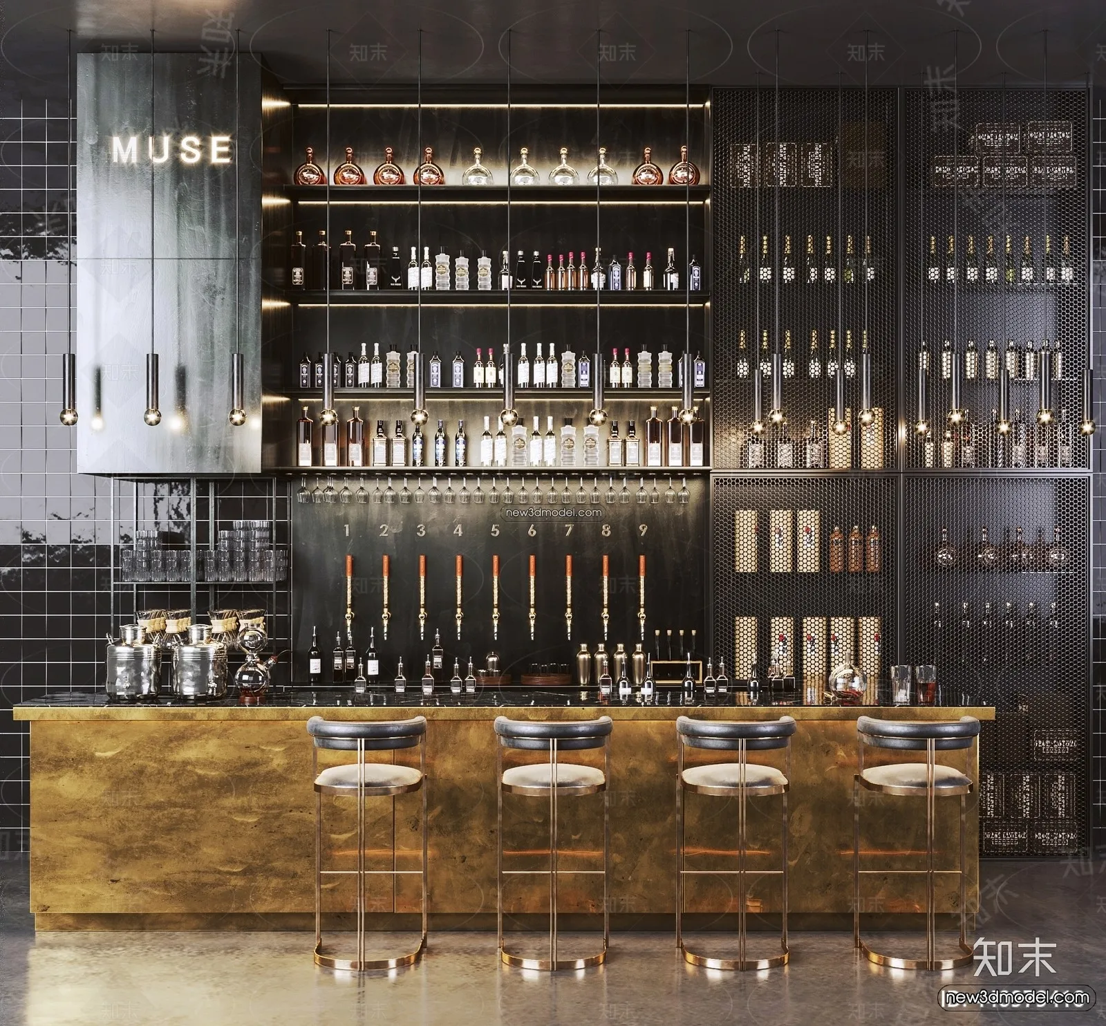 Interior 3D Model of Bar - 3D Blocks - 045