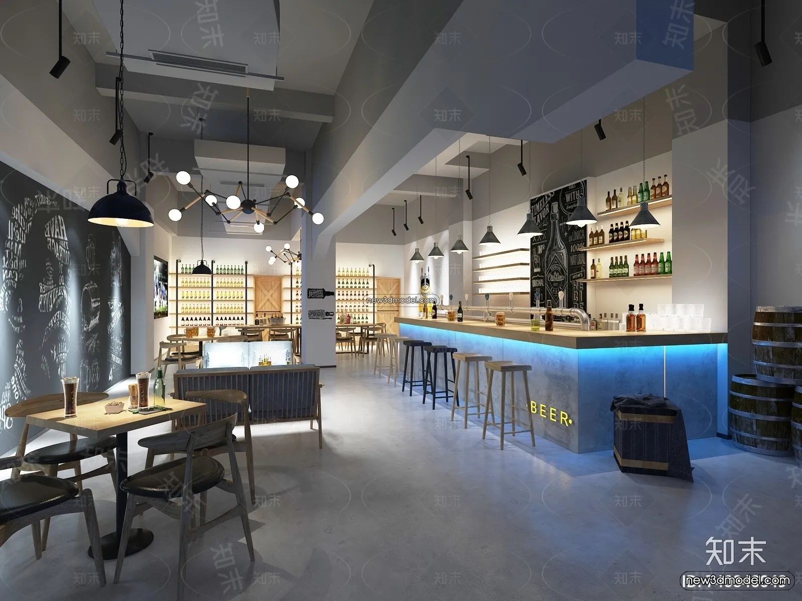 Interior 3D Model of Bar - 3D Blocks - 046