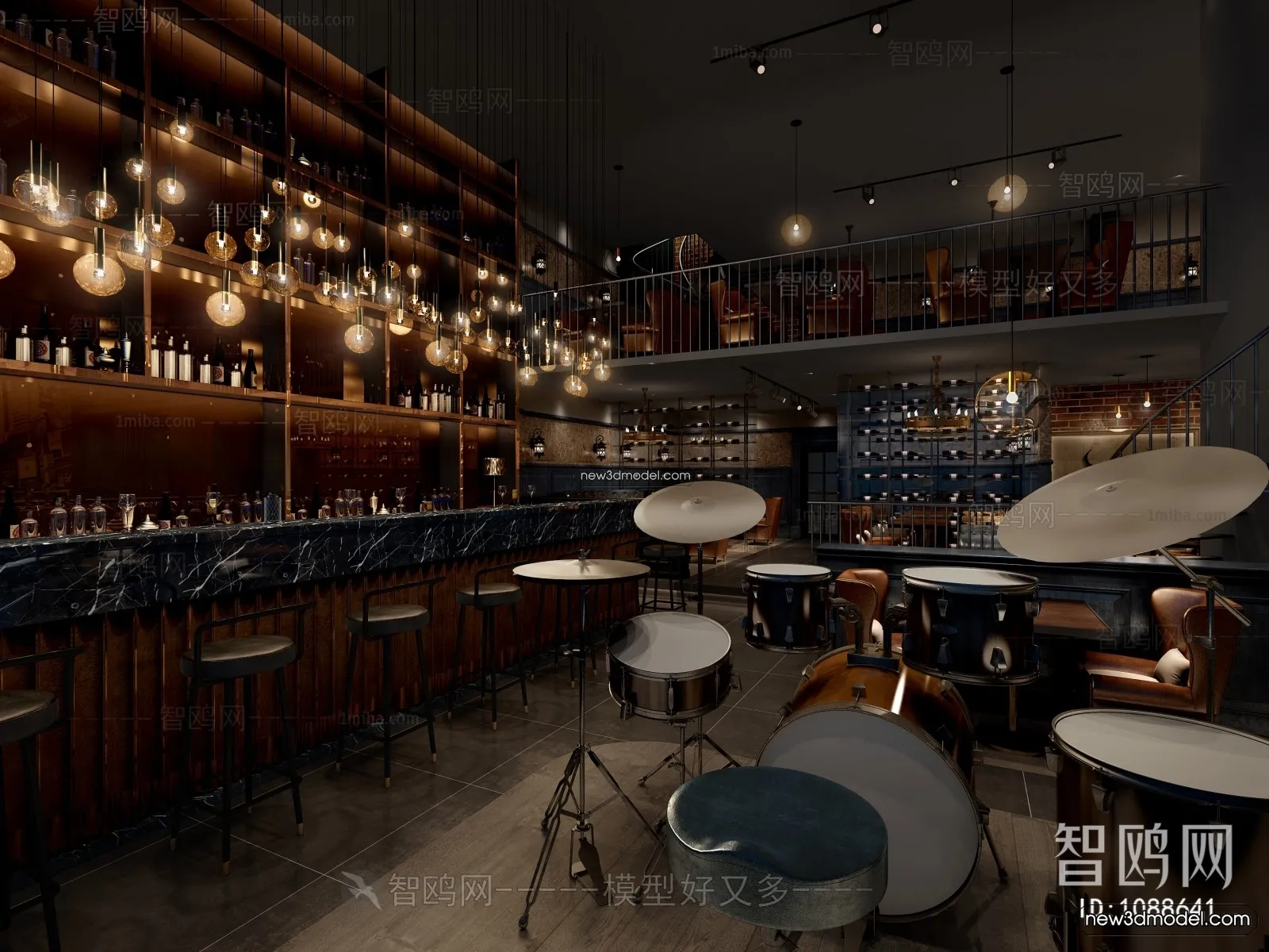 Interior 3D Model of Bar - 3D Blocks - 050