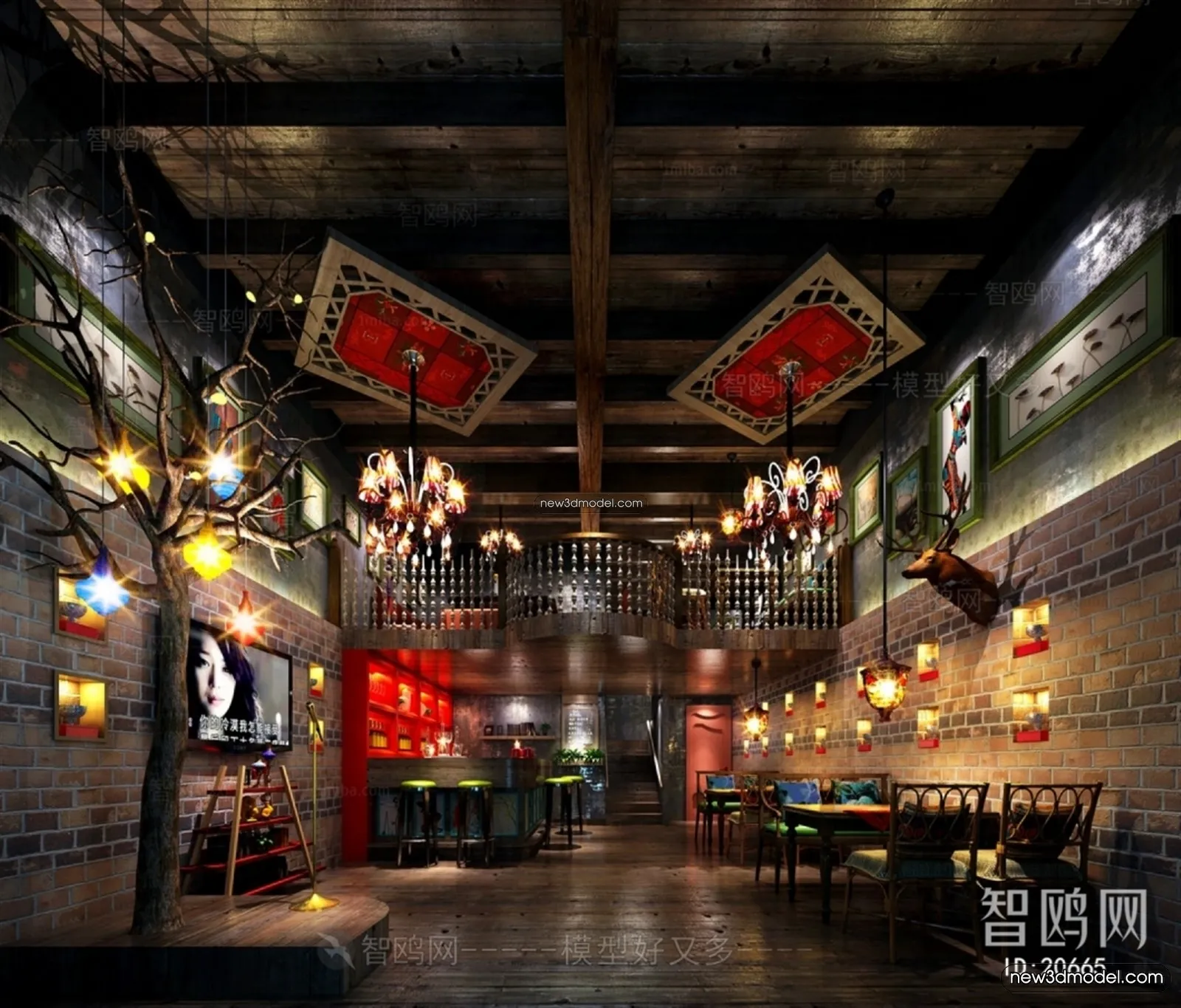 Interior 3D Model of Bar - 3D Blocks - 051