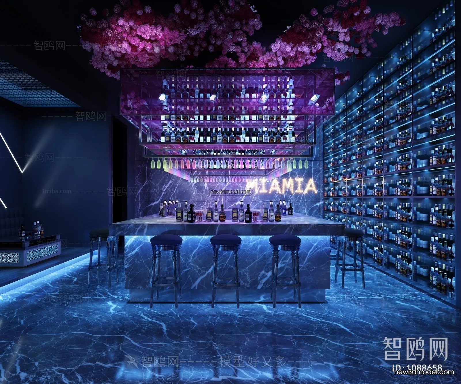 Interior 3D Model of Bar - 3D Blocks - 052