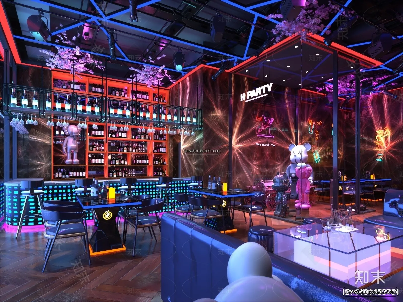 Interior 3D Model of Bar - 3D Blocks - 053