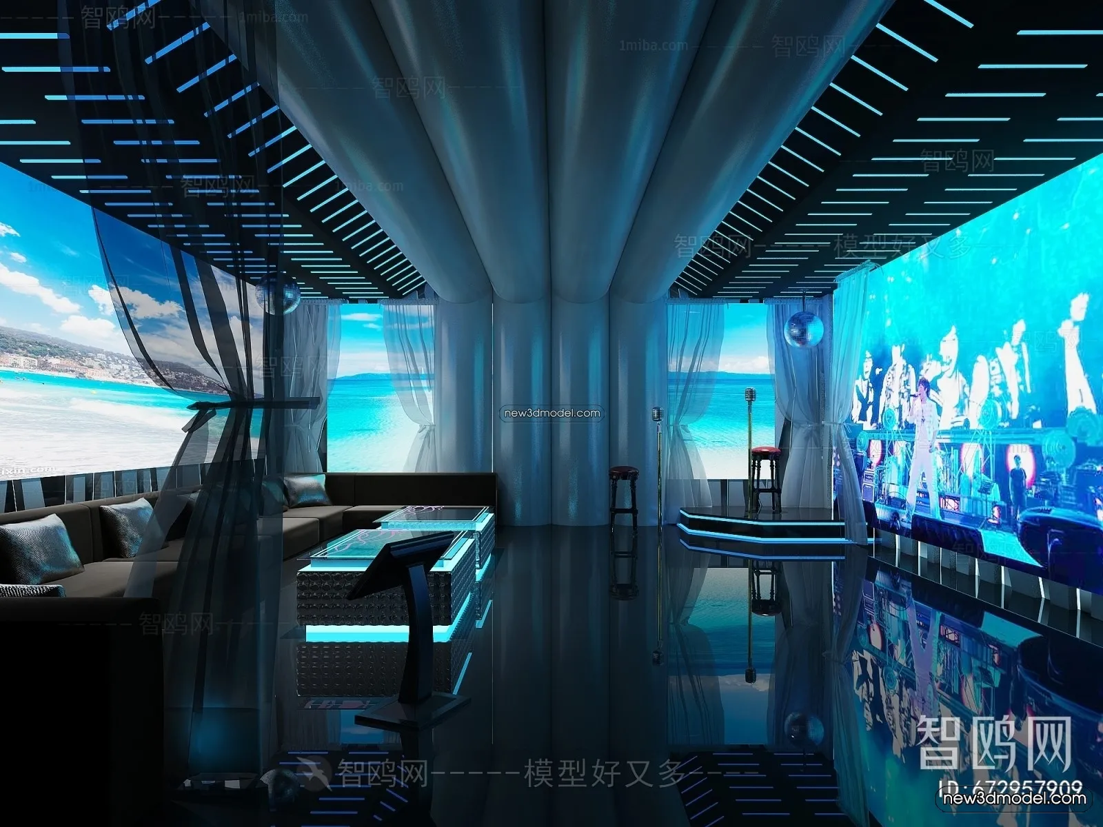 Interior 3D Model of KTV - 3D Blocks - 069