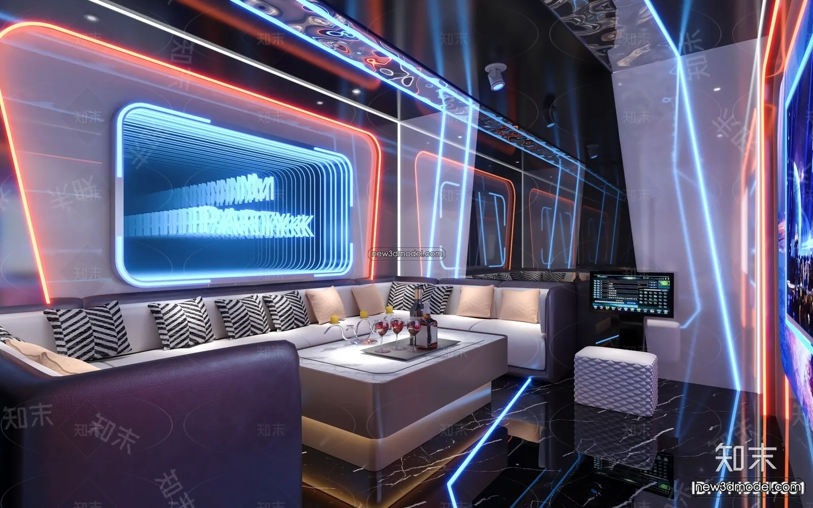 Interior 3D Model of KTV - 3D Blocks - 073