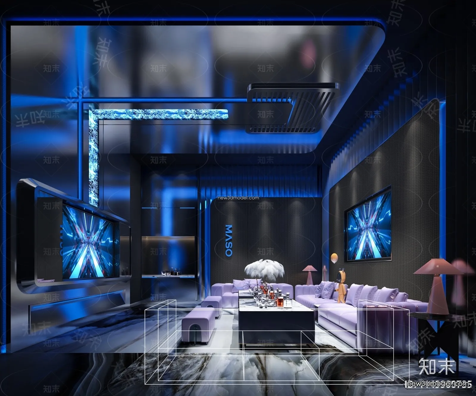 Interior 3D Model of KTV - 3D Blocks - 076