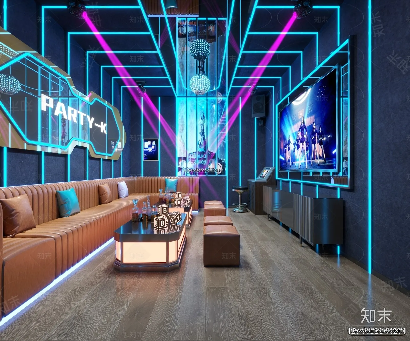 Interior 3D Model of KTV - 3D Blocks - 077