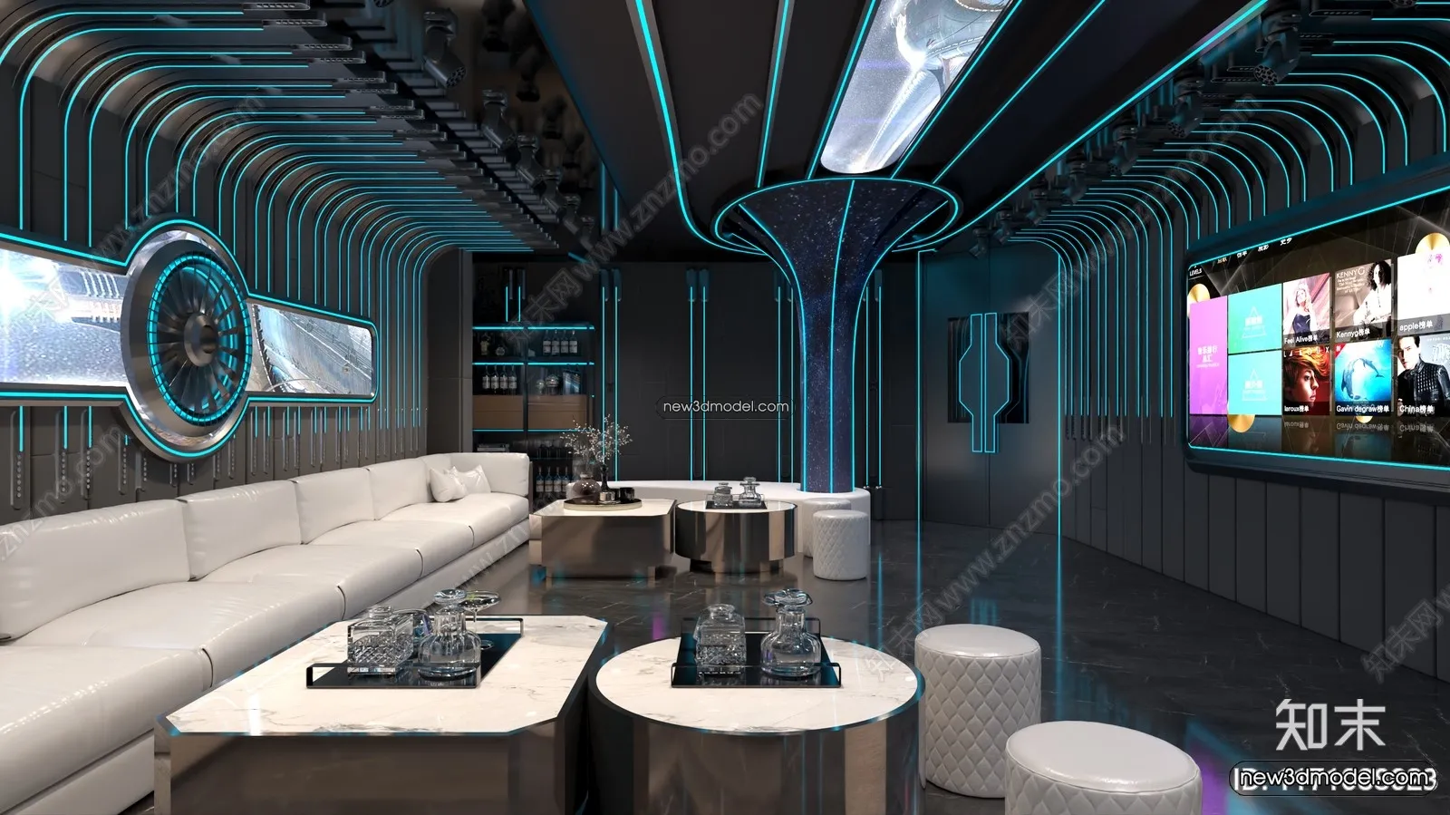 Interior 3D Model of KTV - 3D Blocks - 081