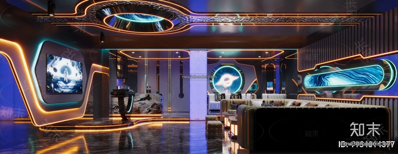 Interior 3D Model of KTV - 3D Blocks - 087