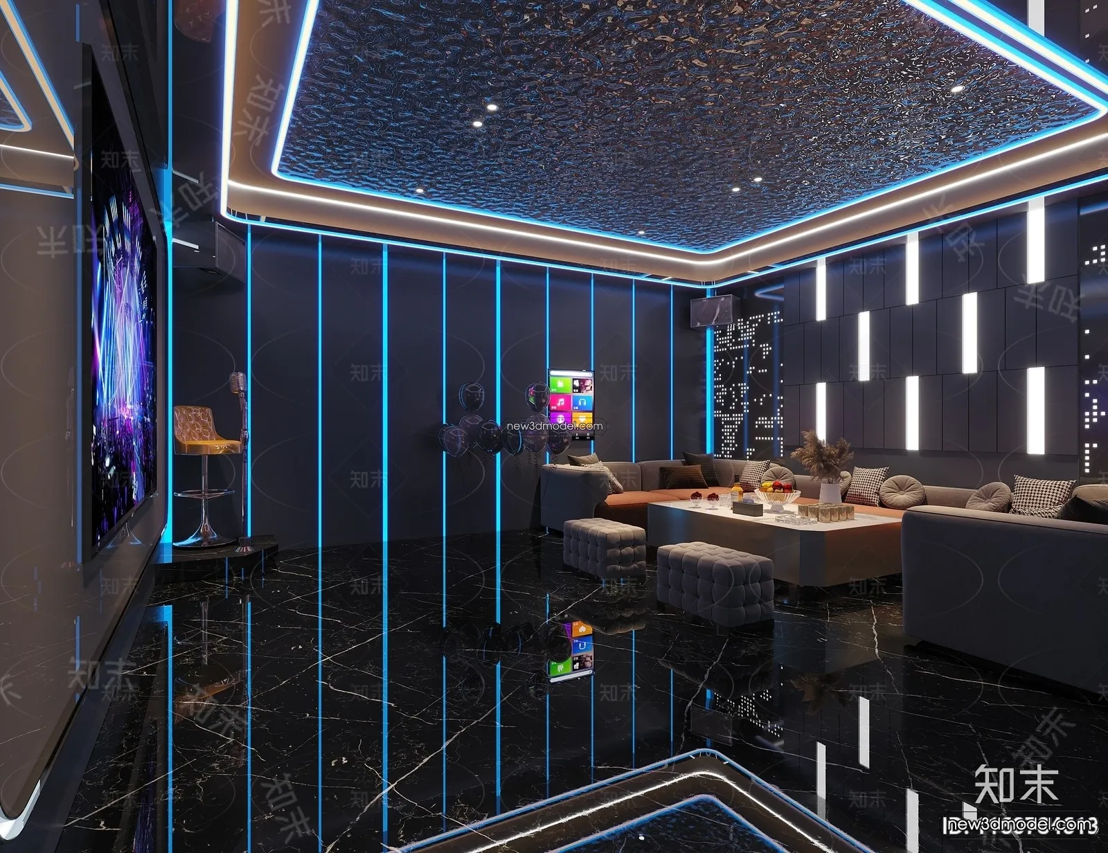 Interior 3D Model of KTV - 3D Blocks - 090