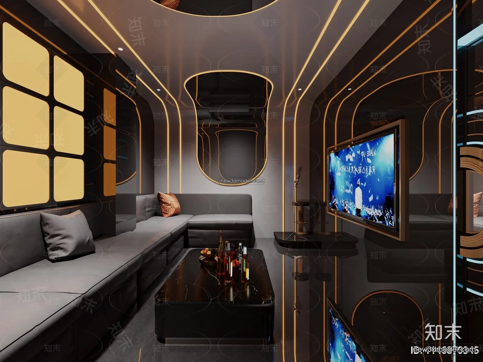 Interior 3D Model of KTV - 3D Blocks - 091