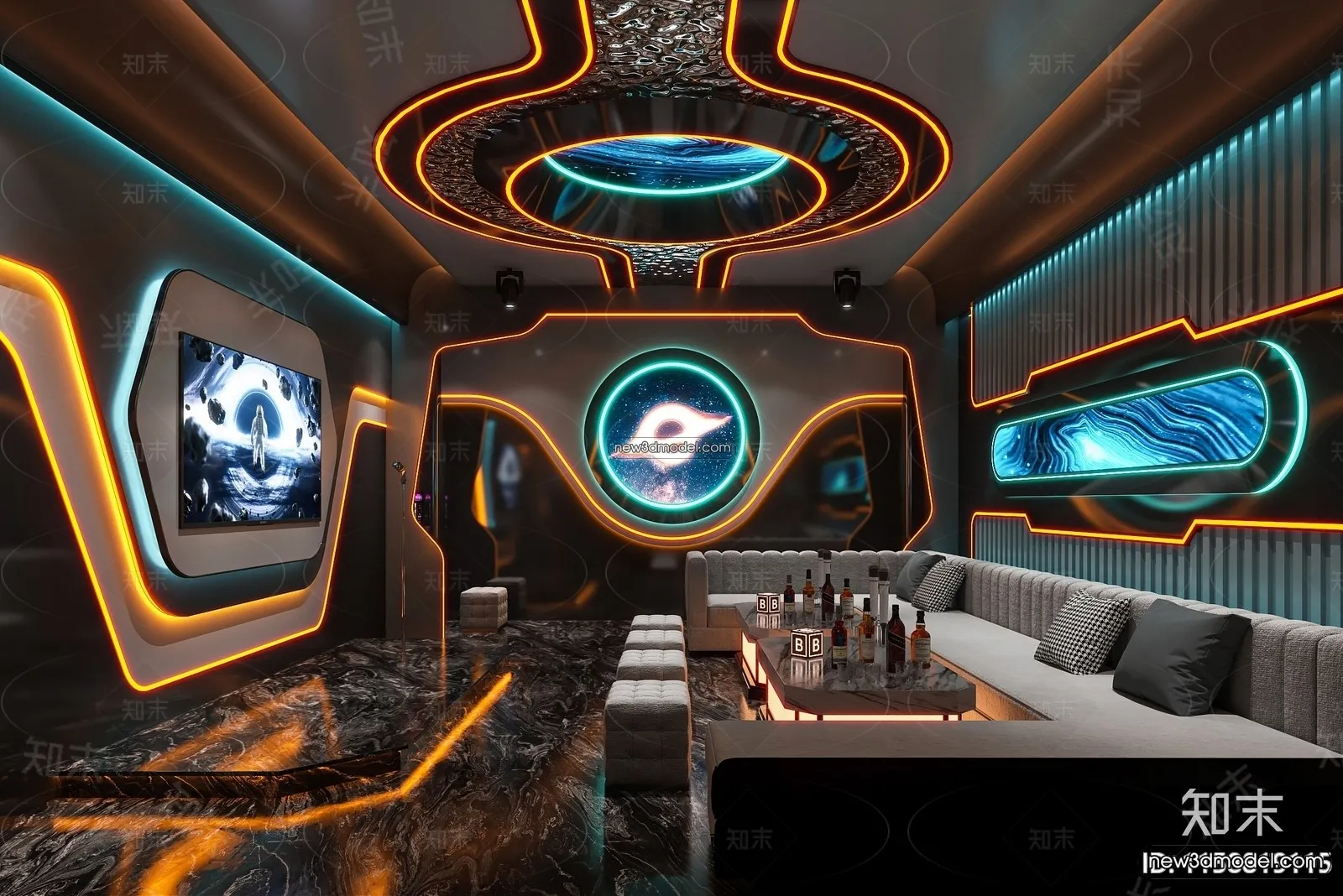 Interior 3D Model of KTV - 3D Blocks - 100