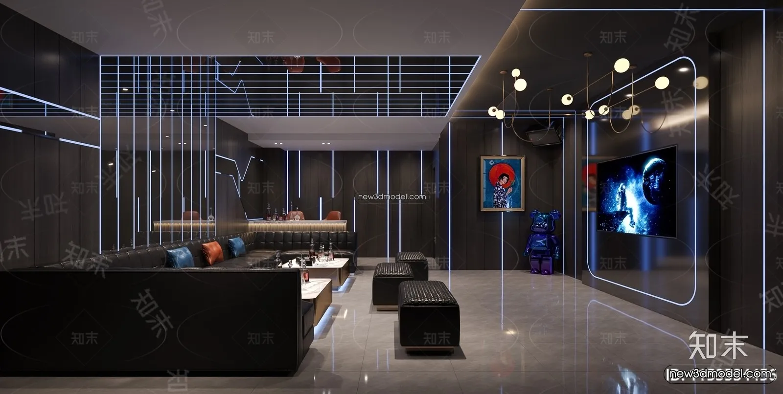 Interior 3D Model of KTV - 3D Blocks - 102