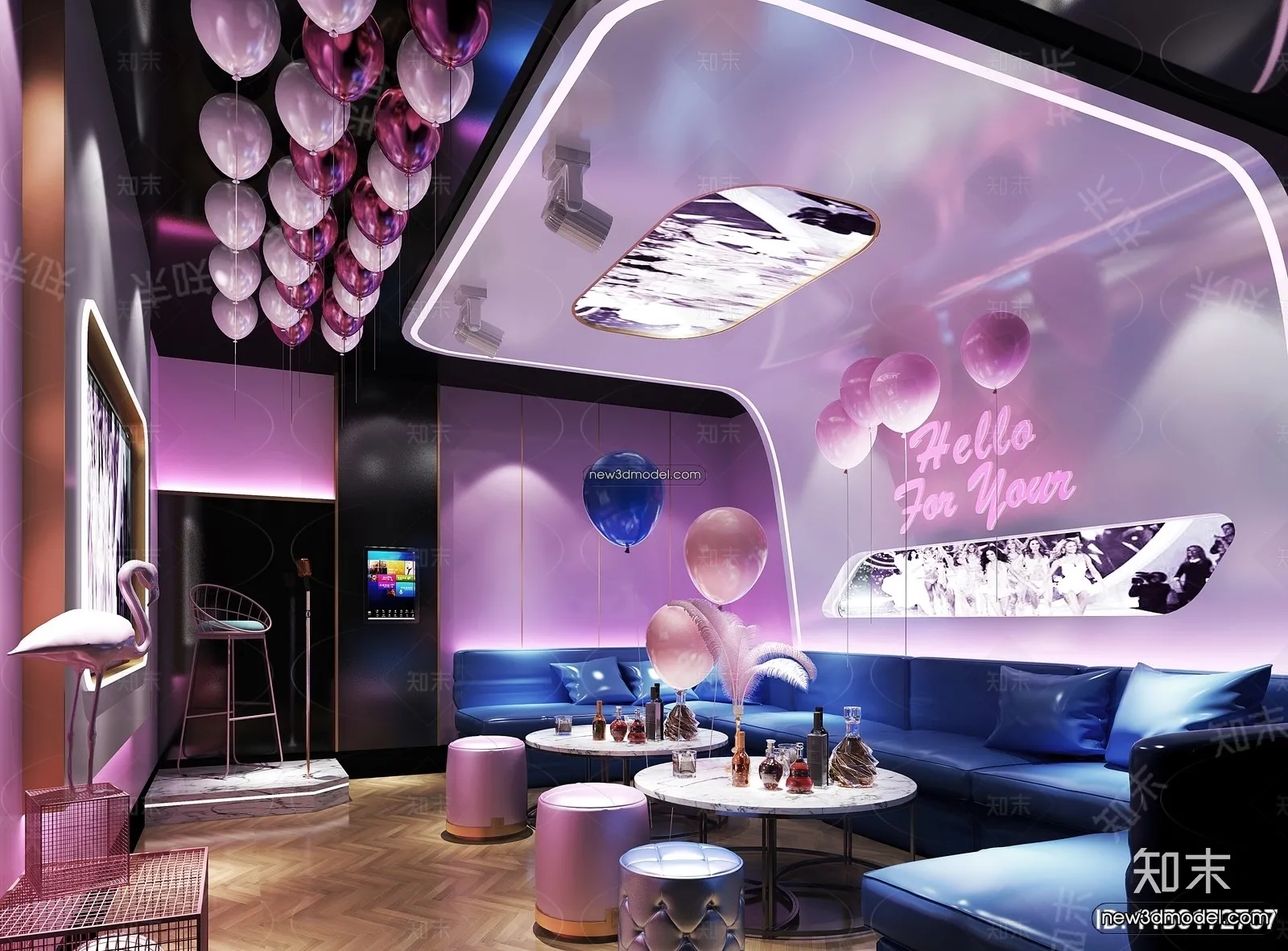 Interior 3D Model of KTV - 3D Blocks - 106