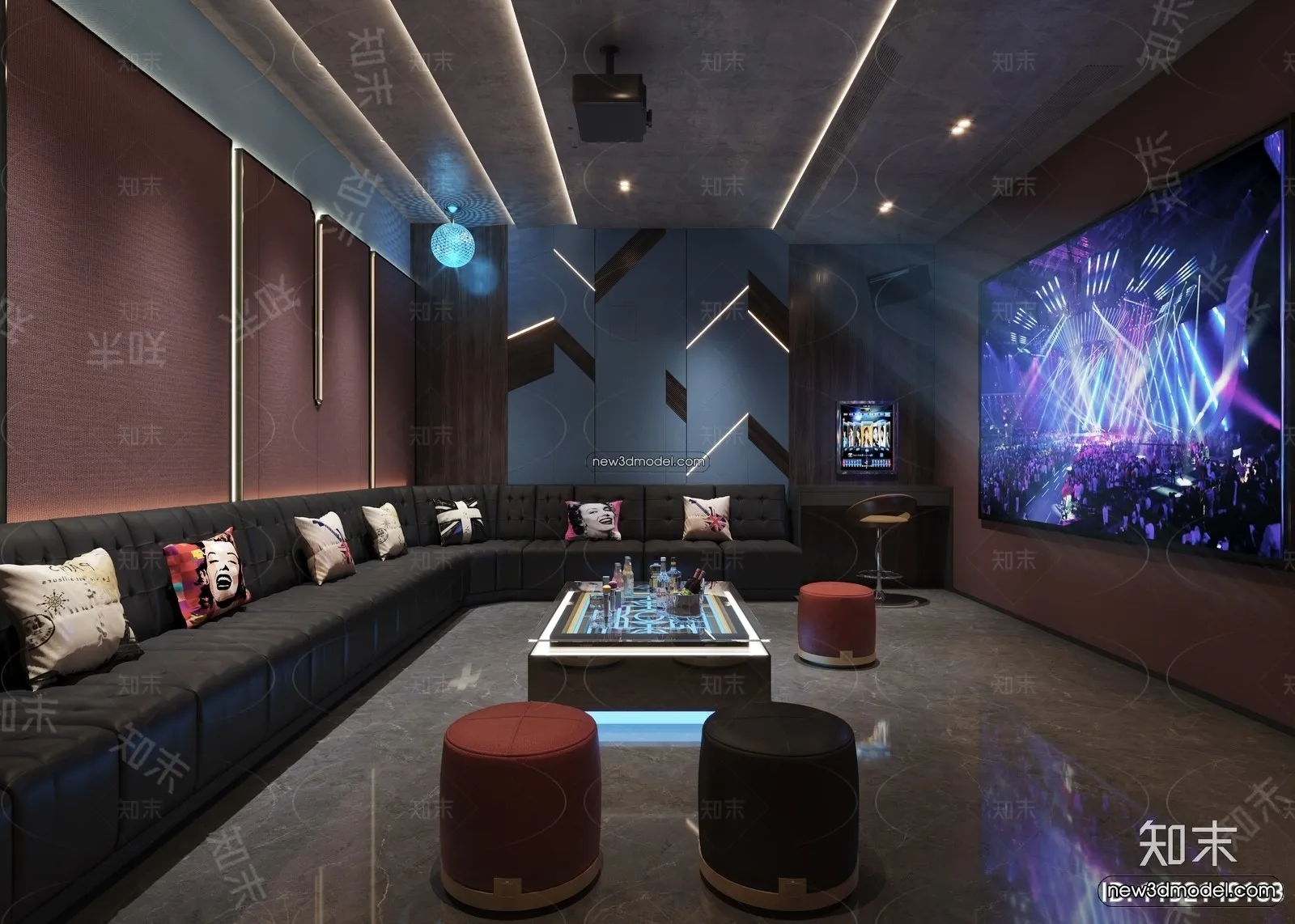 Interior 3D Model of KTV - 3D Blocks - 108