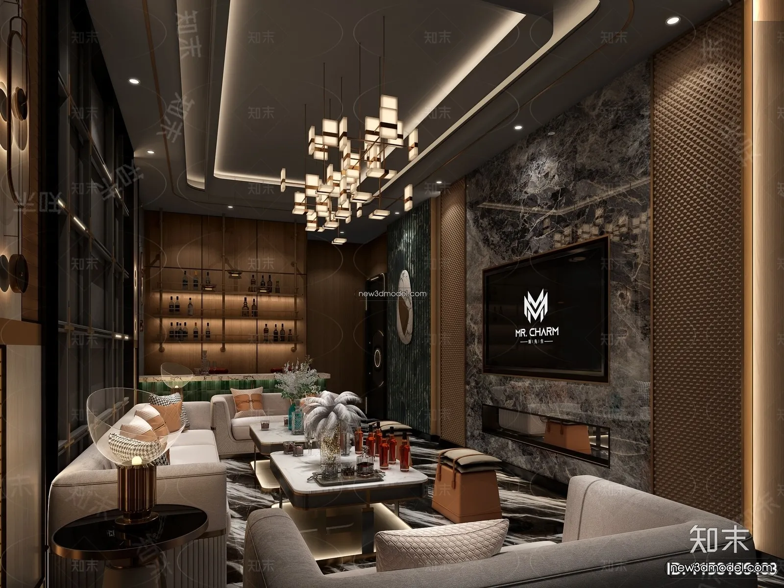 Interior 3D Model of KTV - 3D Blocks - 115