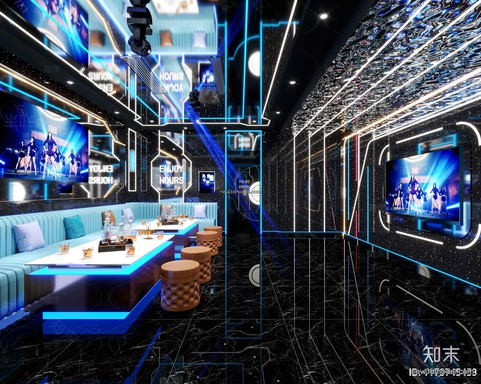 Interior 3D Model of KTV - 3D Blocks - 123