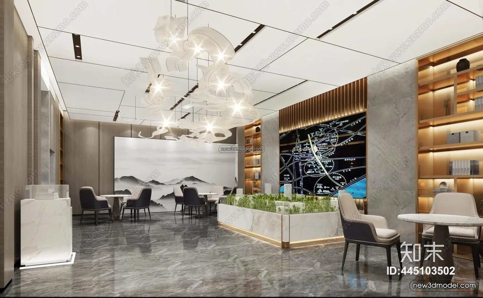 Interior 3D Model of Sales Office - 3D Scene - 142