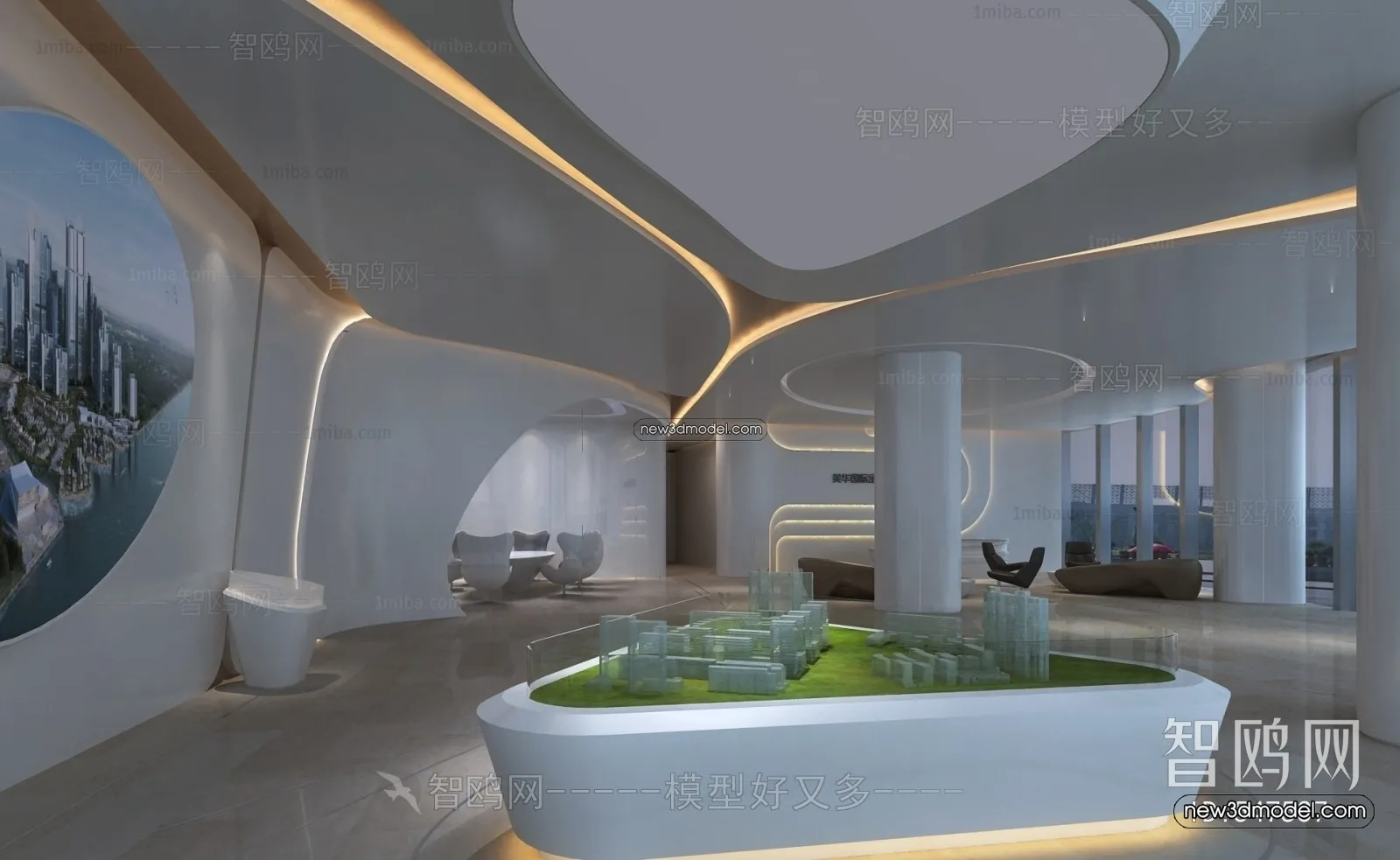 Interior 3D Model of Sales Office - 3D Scene - 166