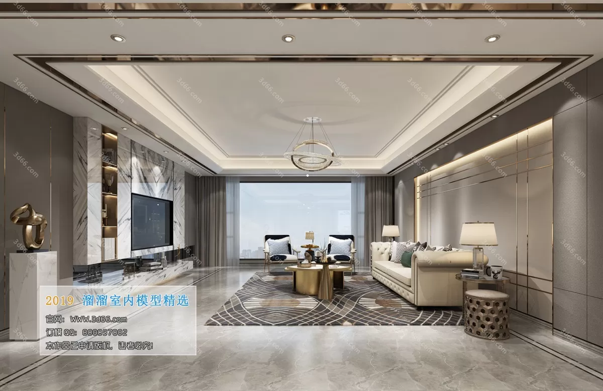 LIVING ROOM 3D MODELS – B023-Postmodern style – 178