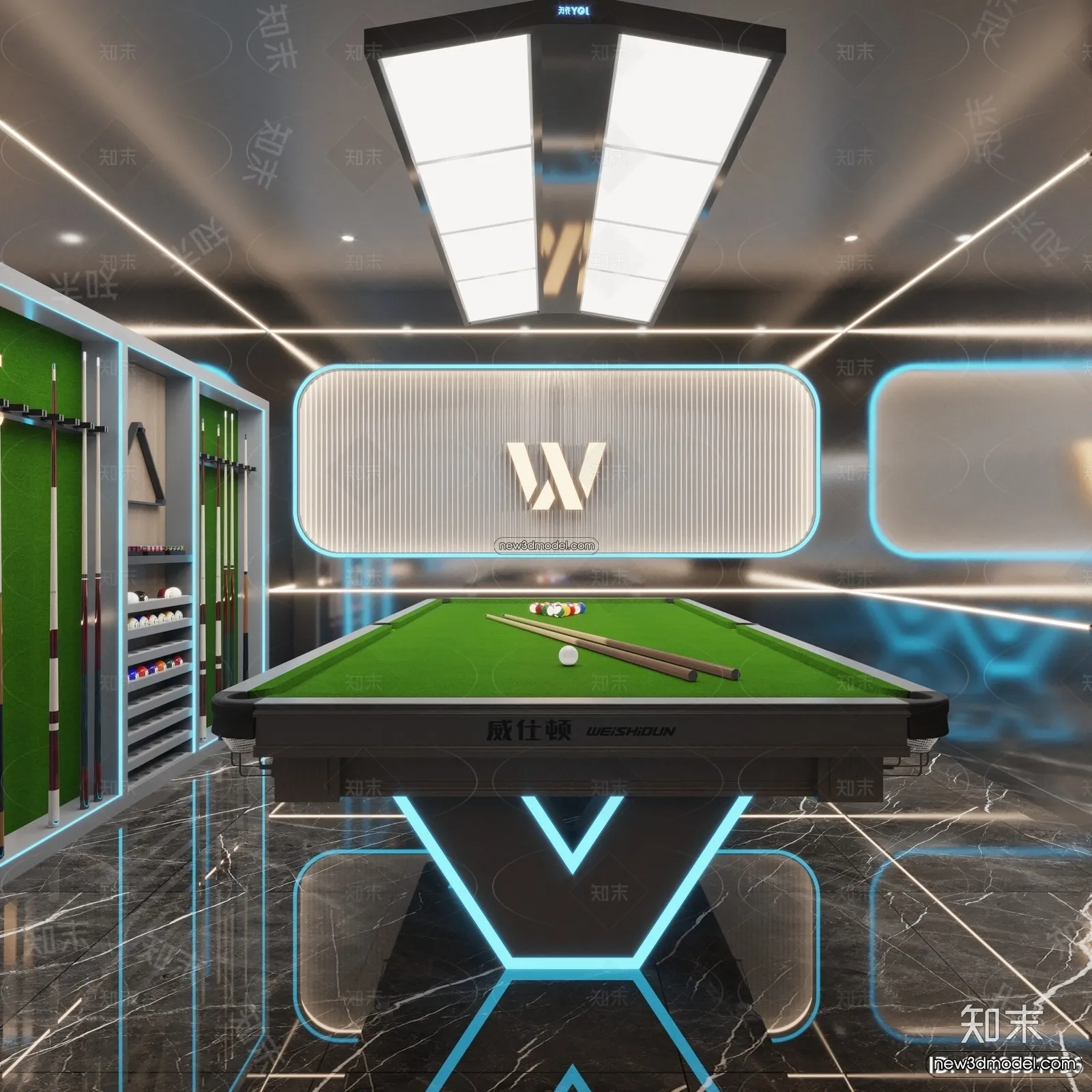 Interior 3D Models of Billiard - 3D Blocks - 009