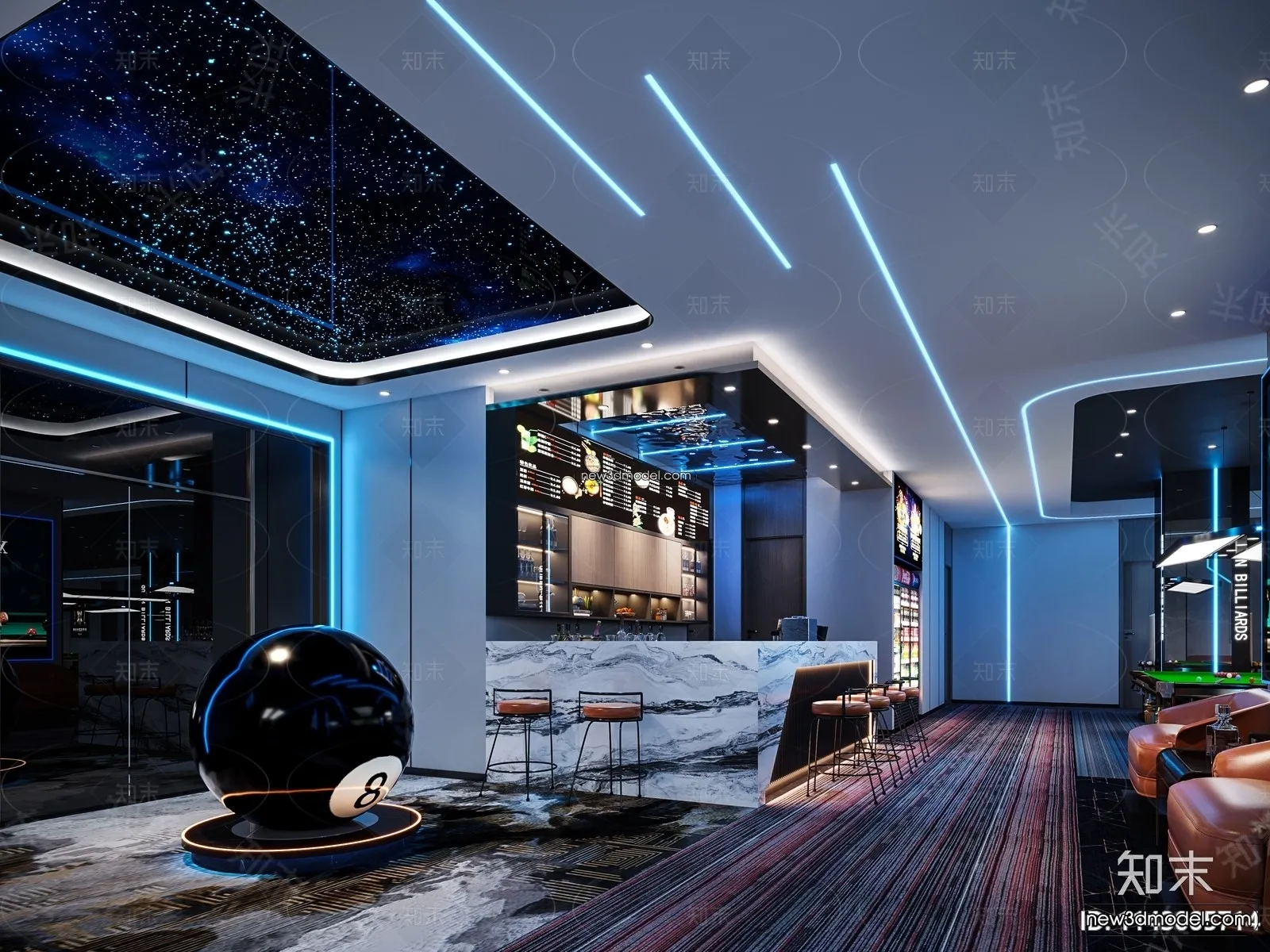 Interior 3D Models of Billiard - 3D Blocks - 010