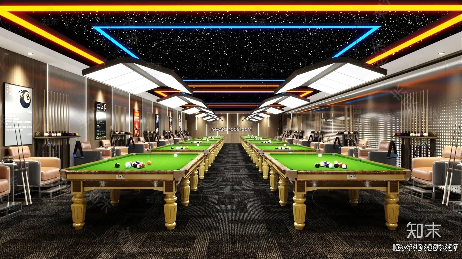 Interior 3D Models of Billiard - 3D Blocks - 017